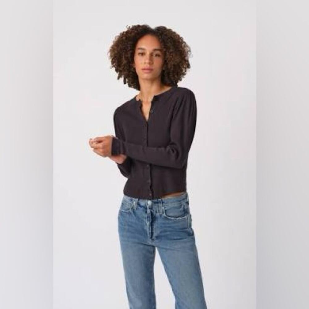 AMO Puff Sleeve Cardigan Small Gray